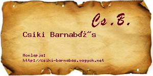 Csiki Barnabás névjegykártya