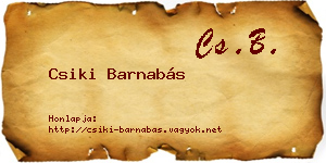Csiki Barnabás névjegykártya
